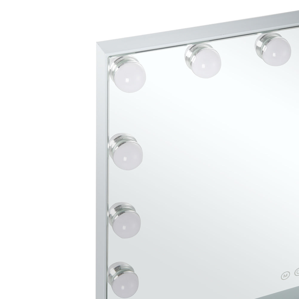 White Frameless Hollywood LED Lighted Cosmetic Mirror
