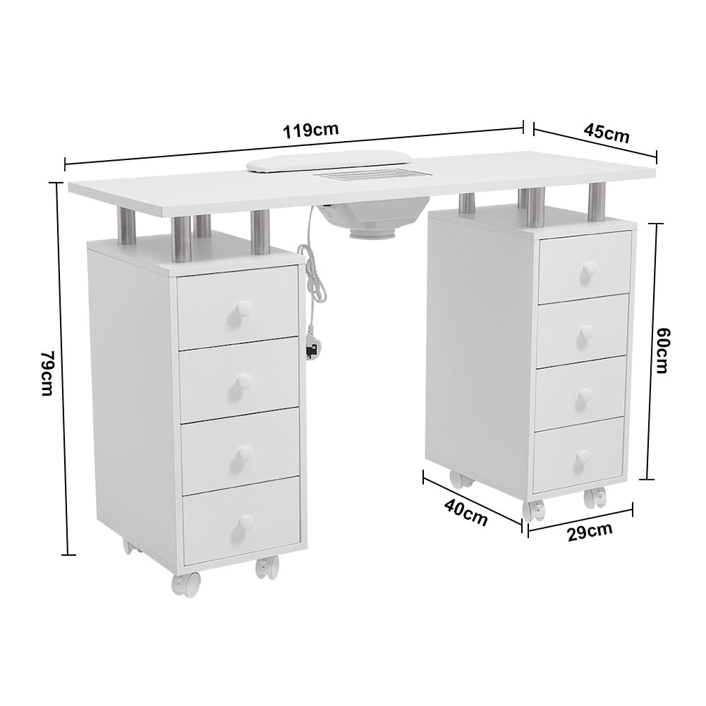Rolling Manicure Station Nail Table with Dust Collector
