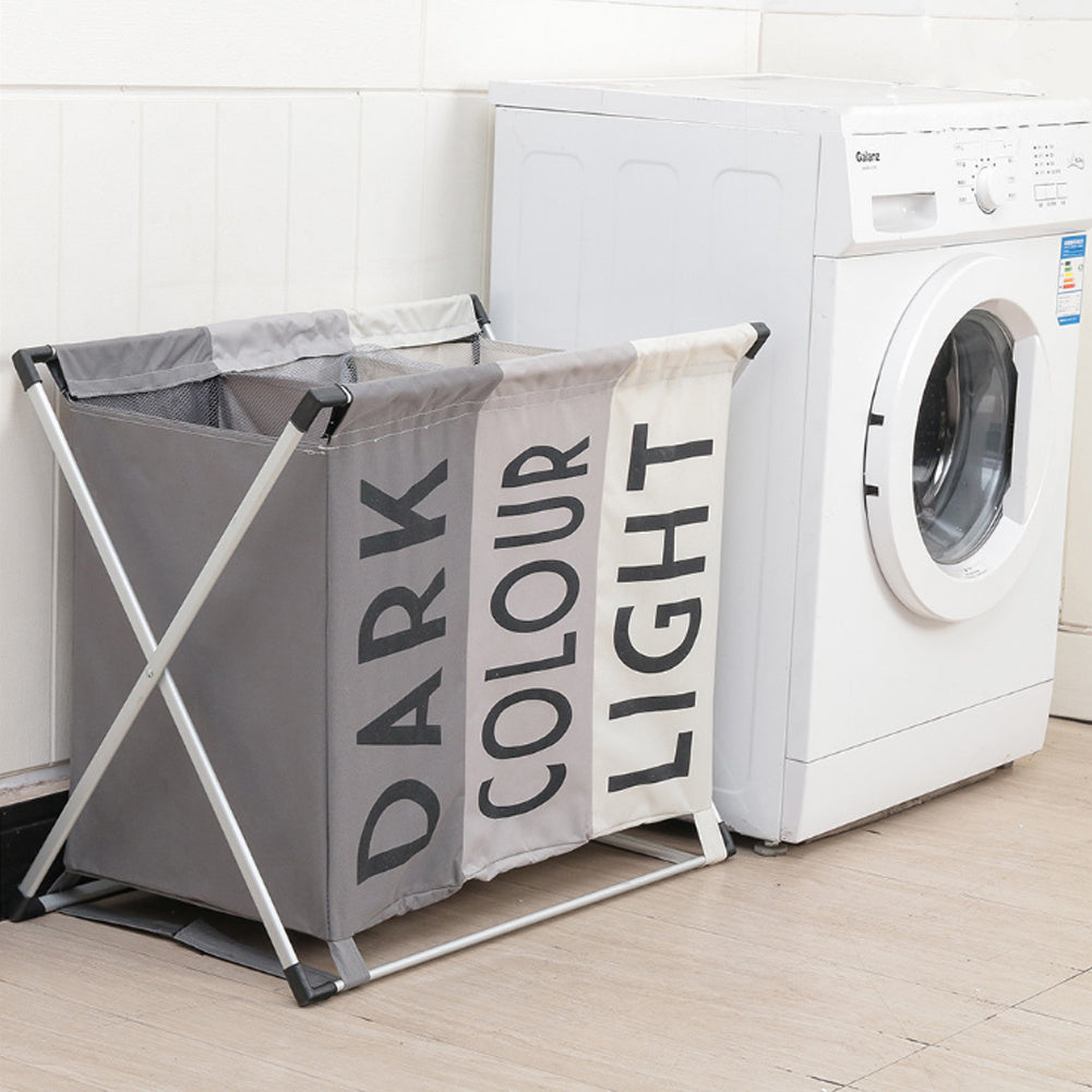 3 Section Laundry Hamper basket, Light and Dark Colour
