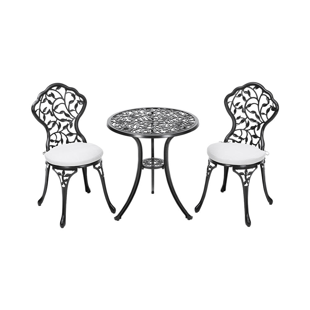 3pcs Cast Aluminum Bistro Table and Chairs Set