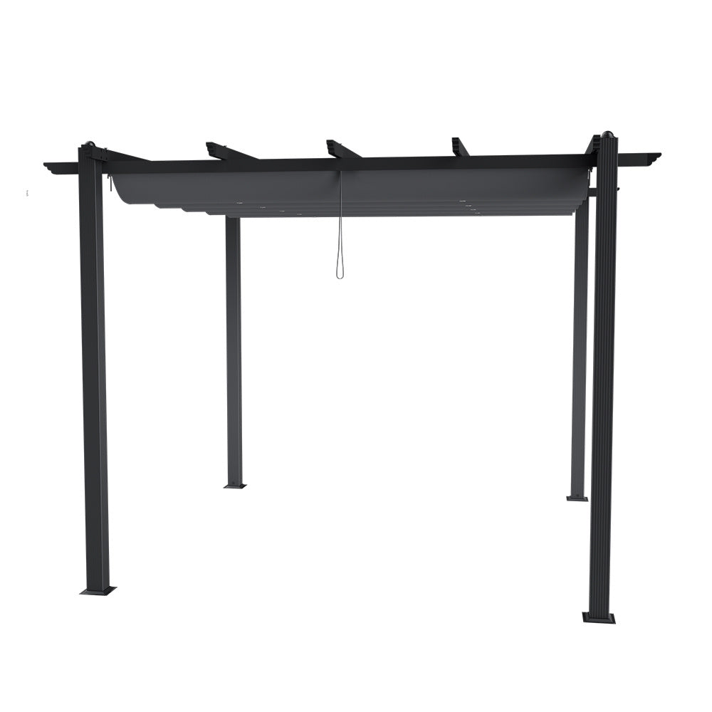 3x3M Black Outdoor Aluminum Patio Pergola with Light Grey Canopy