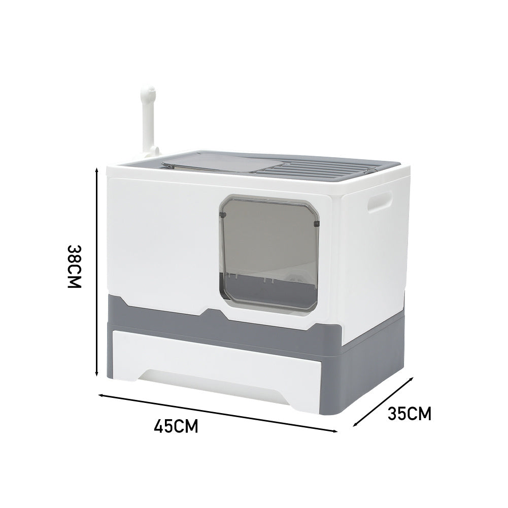 Grey Anti Splash Enclosed Cat Litter Box