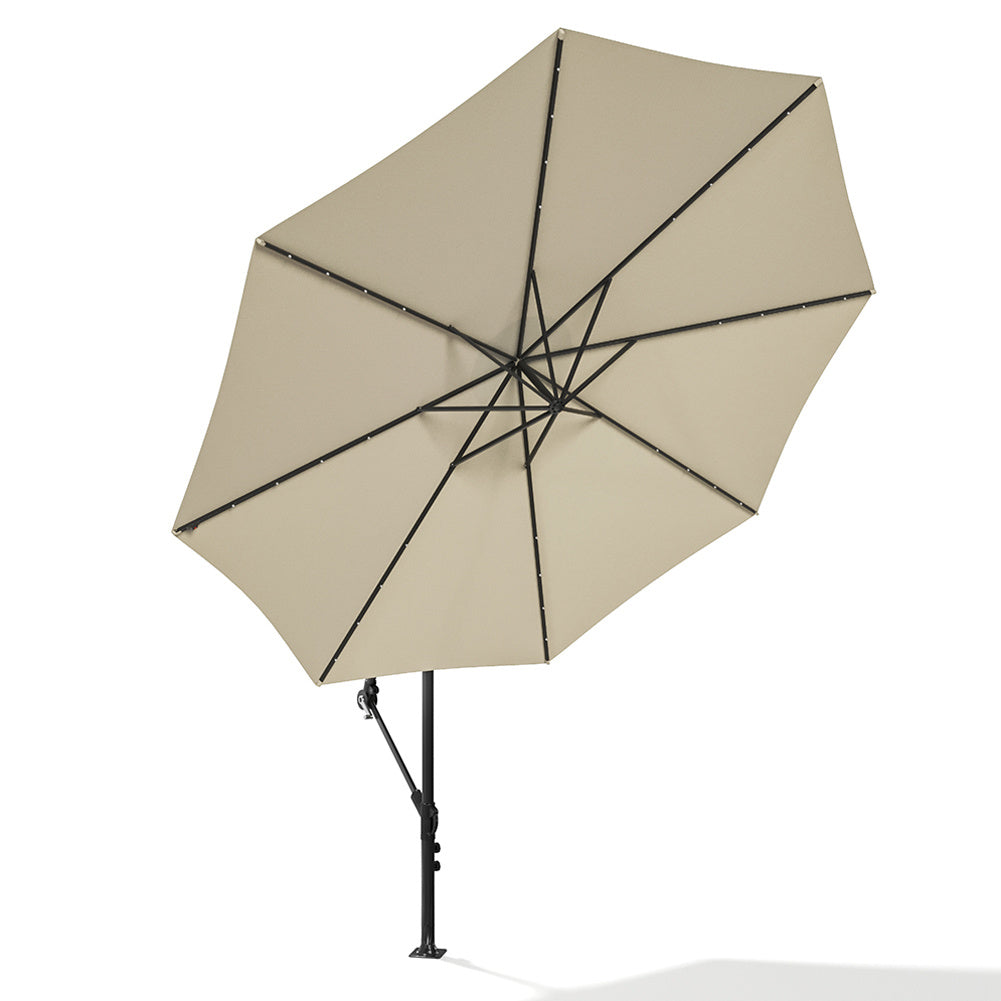 260cm H Outdoor 32 LED Lighted Patio Umbrella, with Crank Lift