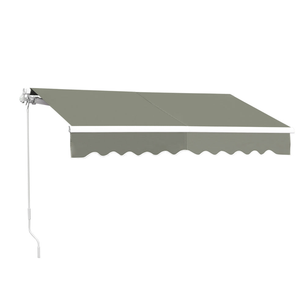 Outdoor Retractable DIY Manual Patio Awning Canopy Garden Shade Shelter, Grey 250x200CM