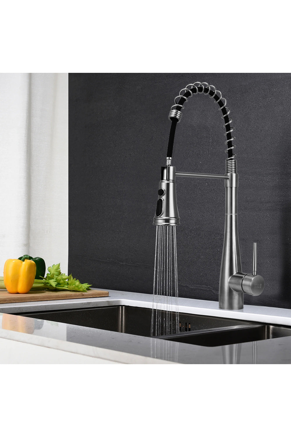 Prerinse Pull Down Swivel Kitchen Faucet,Silver