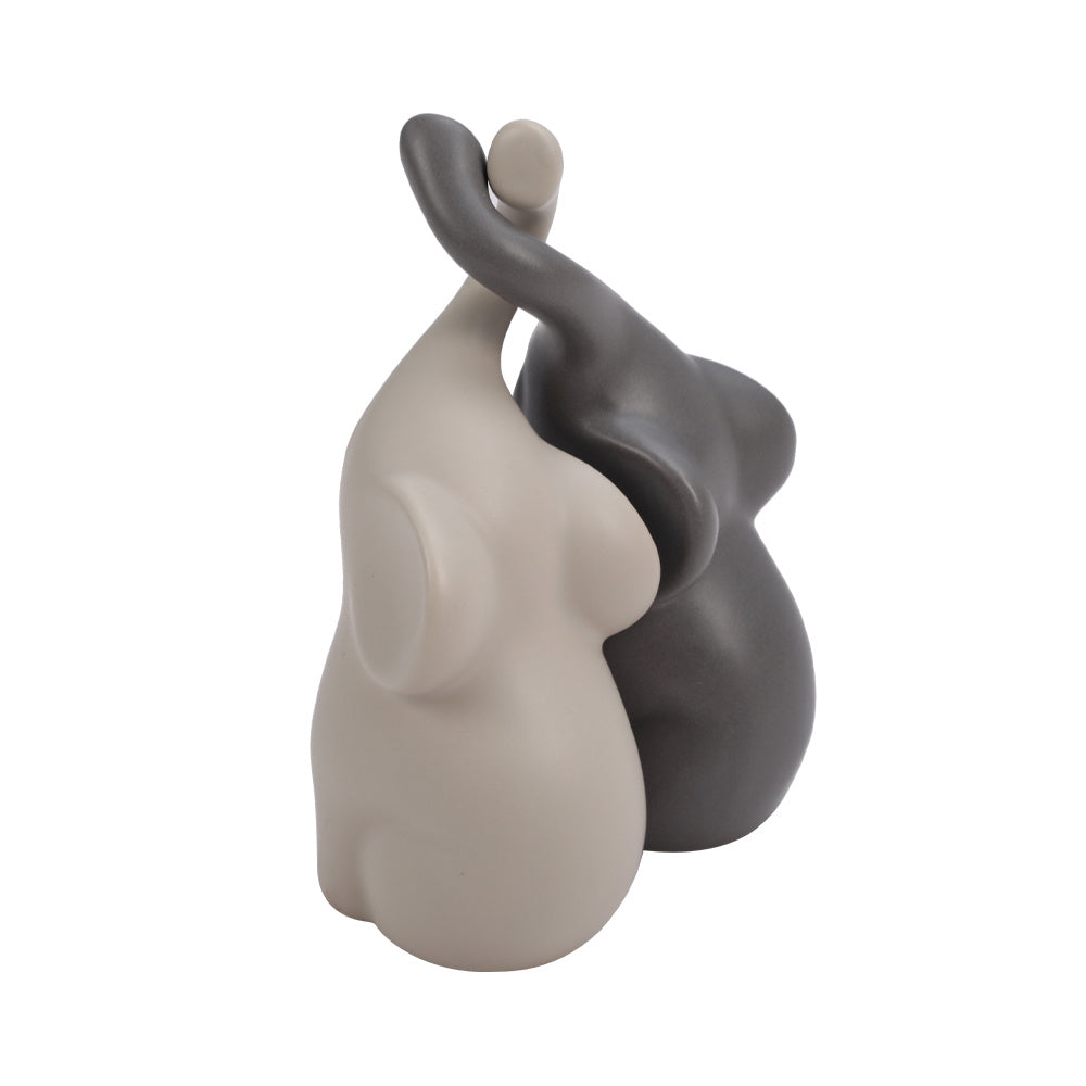 Set of 2 Ceramic Couple Elephant Statue Elephant Ornaments