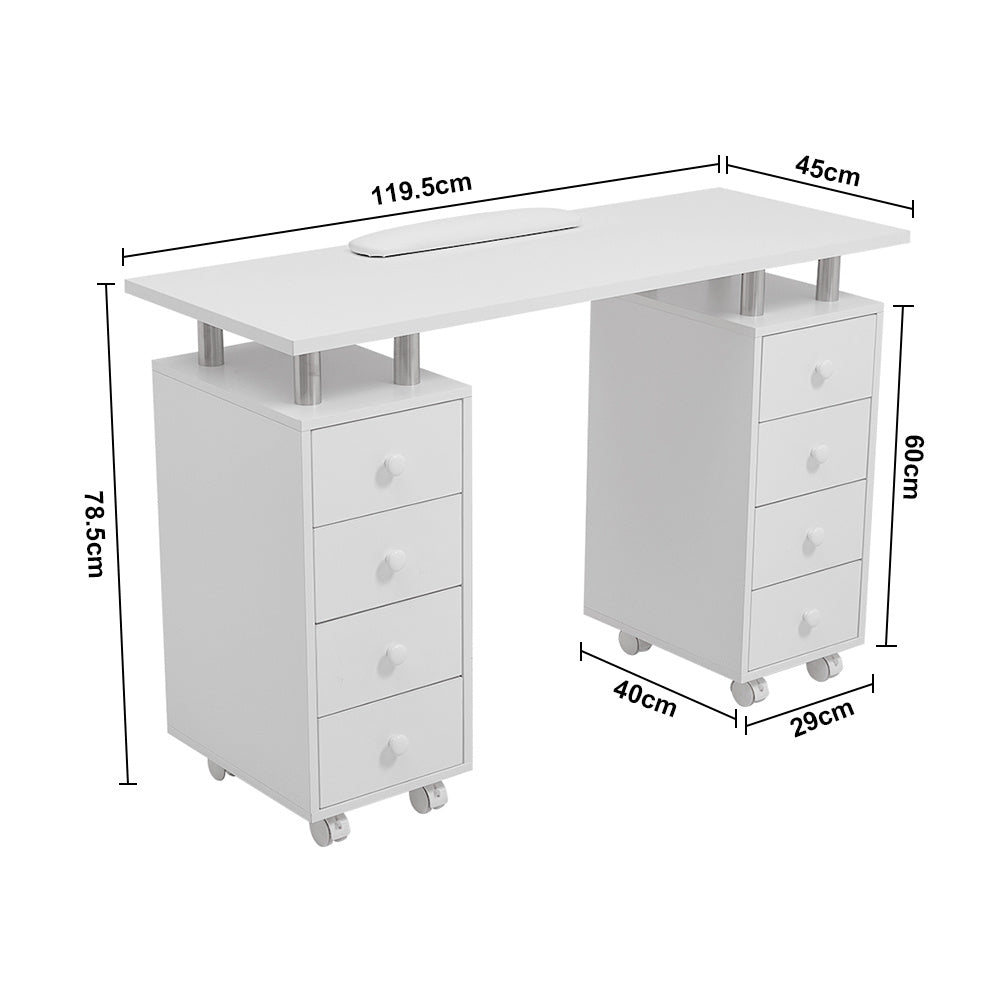 White 8Drawer Manicure Nail Table Salon Beauty Station