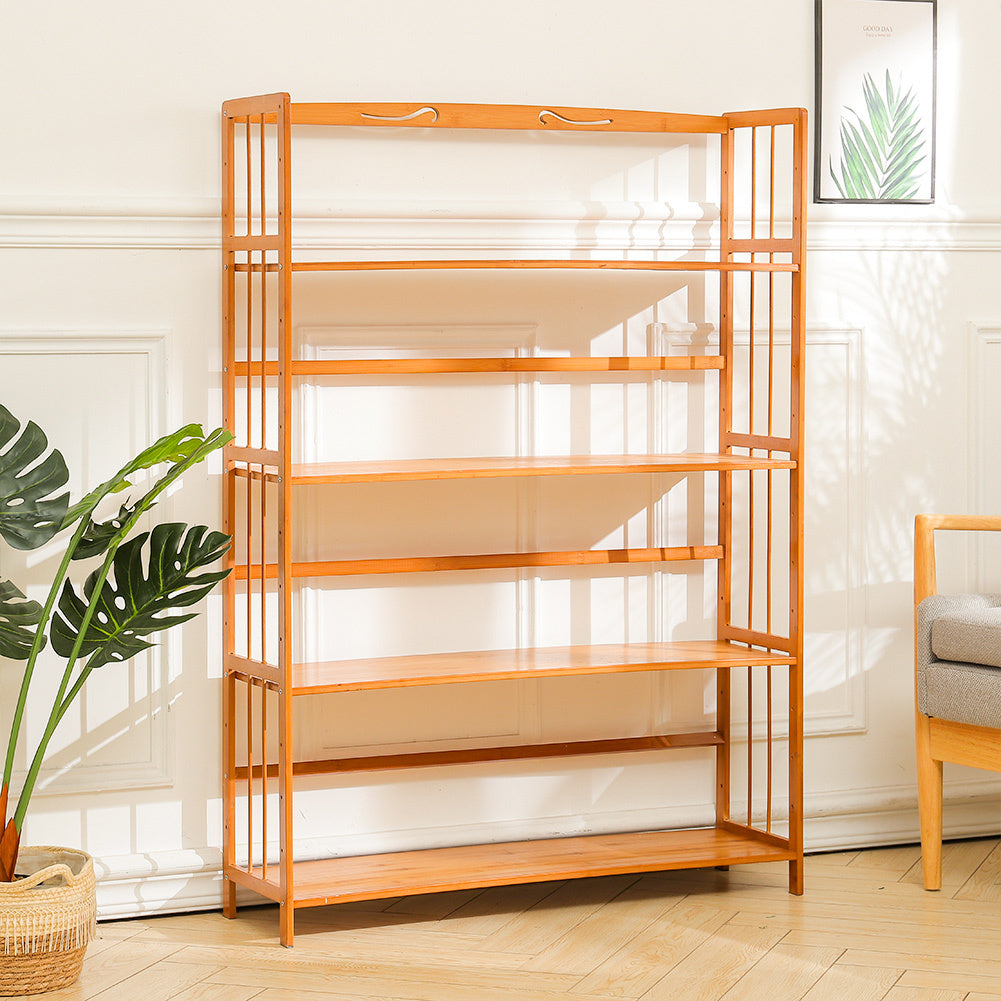 4 Tier Bamboo Bookshelf Organizer Free Standing Bookcase