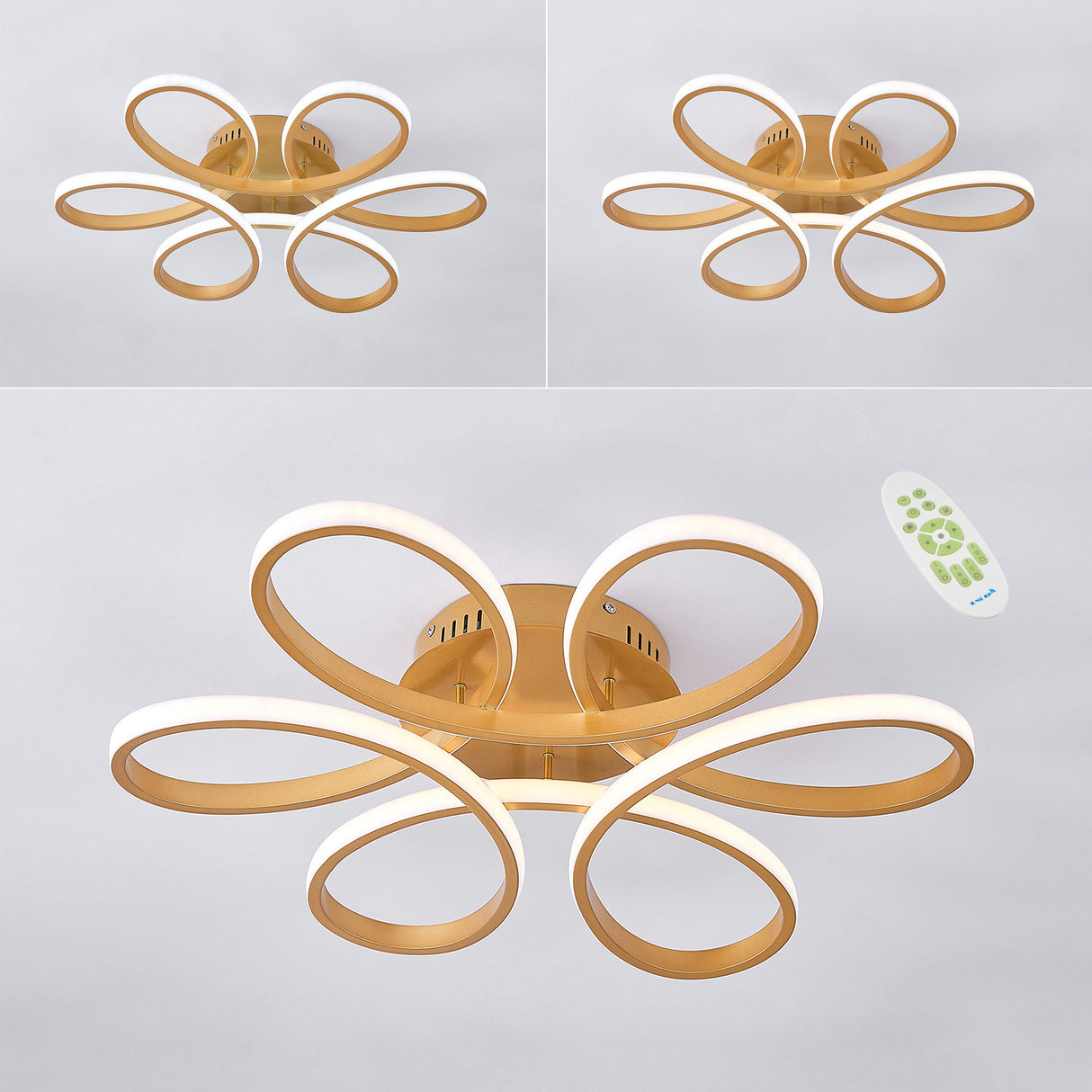 Modern Petal LED Ceiling Light, Gold 74CM Dimmable