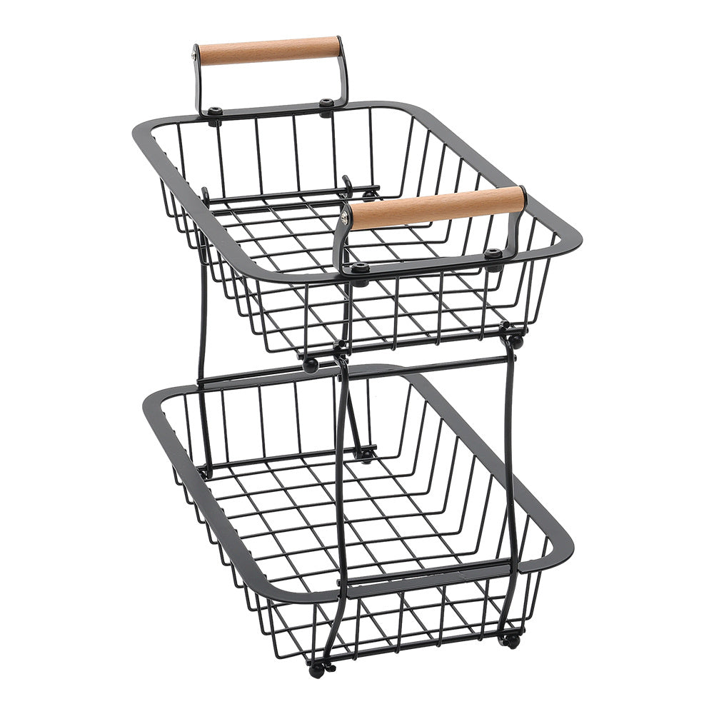 40cm Black 2 Tier Kitchen Fruit Basket