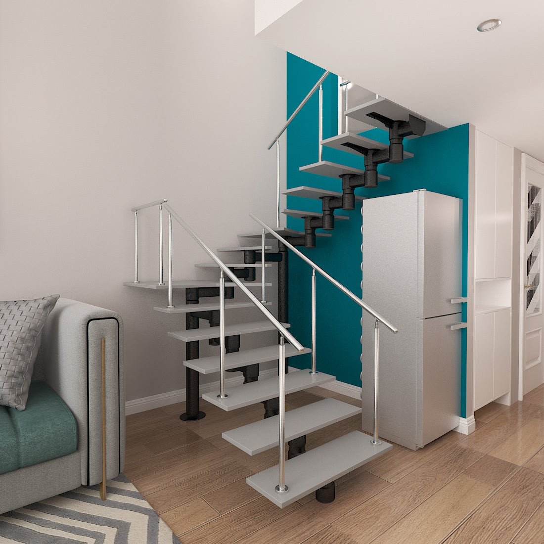 240CM Handrail Stainless Steel Balustrade With 3 Crossbars