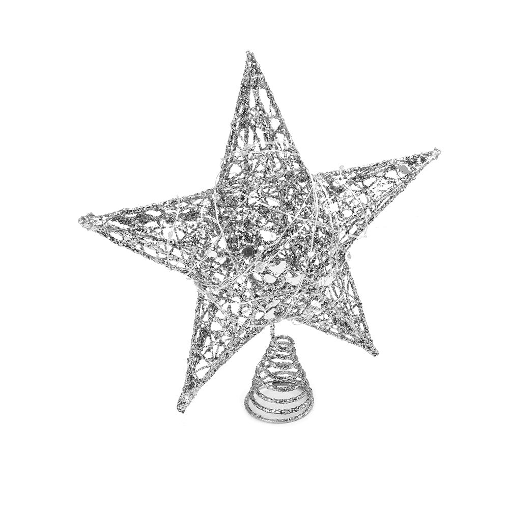 LED Light Up Christmas Tree Topper Star Xmas Ornament Home Party Decoration, Silver 25X28CM