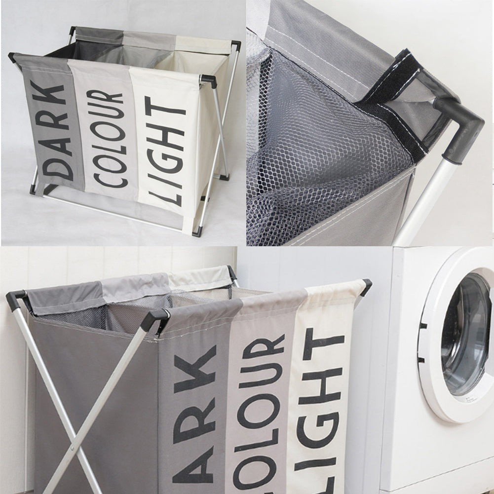 3 Section Laundry Hamper basket, Light and Dark Colour