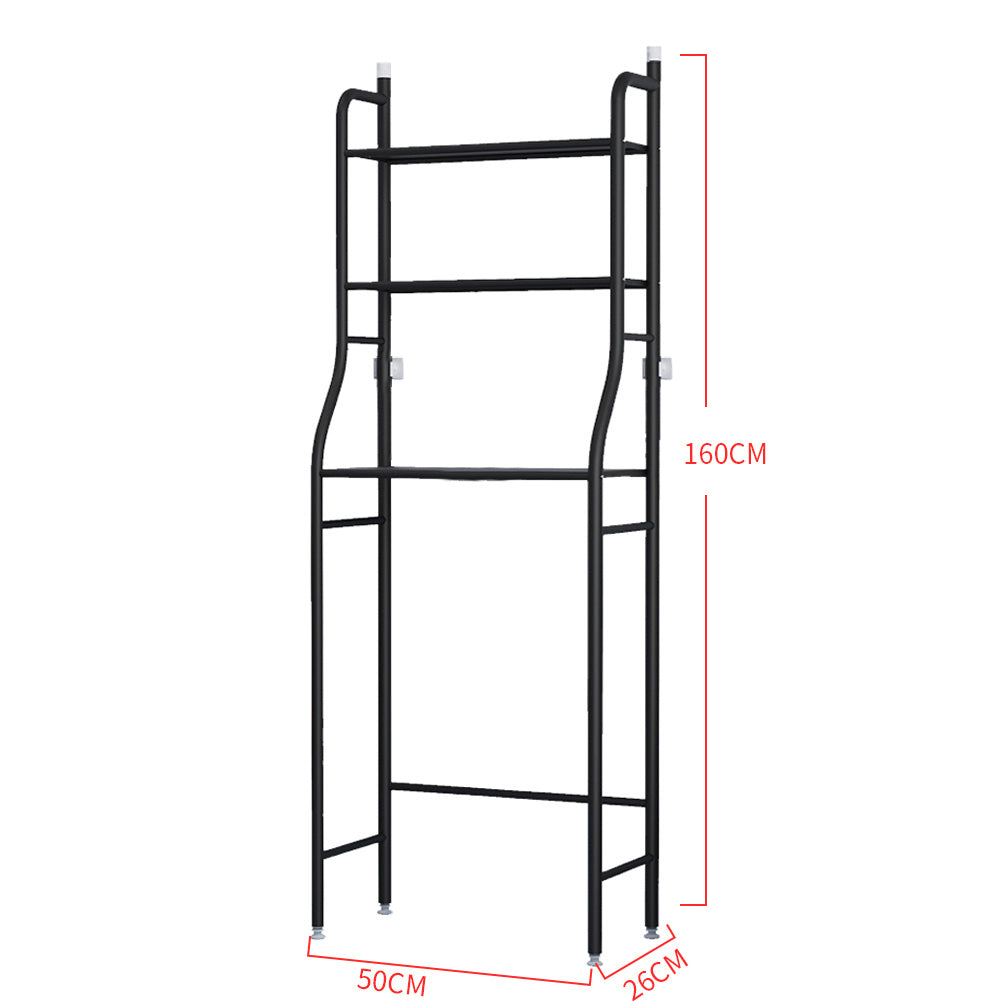 3 Tier Over the Toilet Bathroom Storage Space Holder Stand, Black