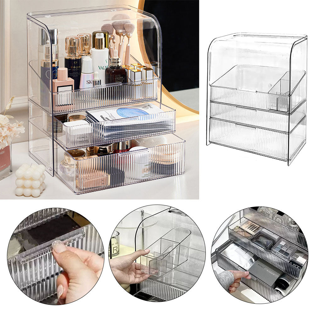 3Tier Transparent Makeup Cosmetics Storage Organizer