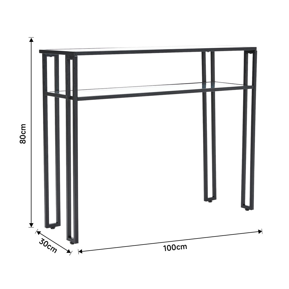 Black Multi function Tempered Glass Console Table