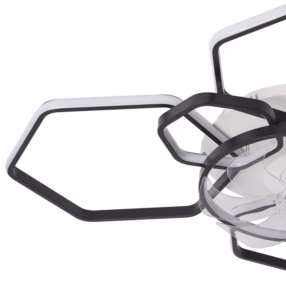 Geometrical Ceiling Mount LED Fan Light,Black