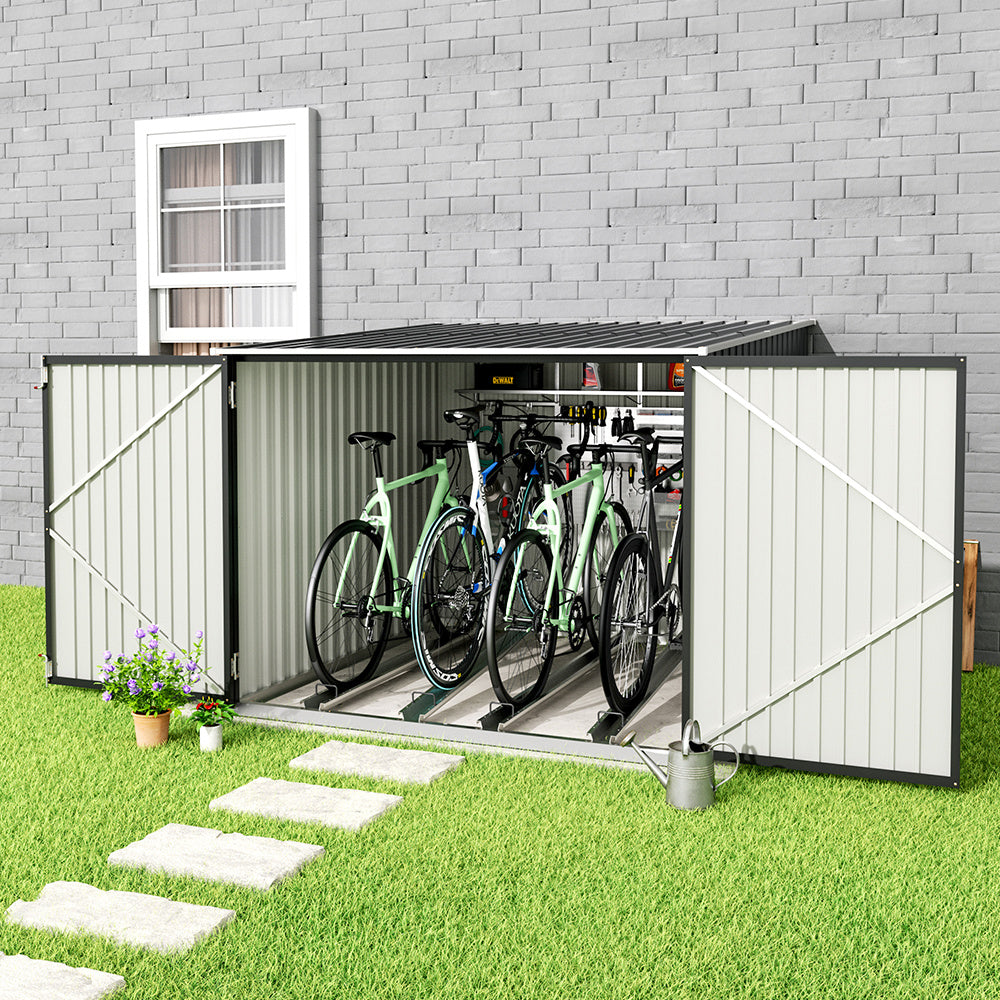 Black Galvanized Steel Bicycle Storage Shed