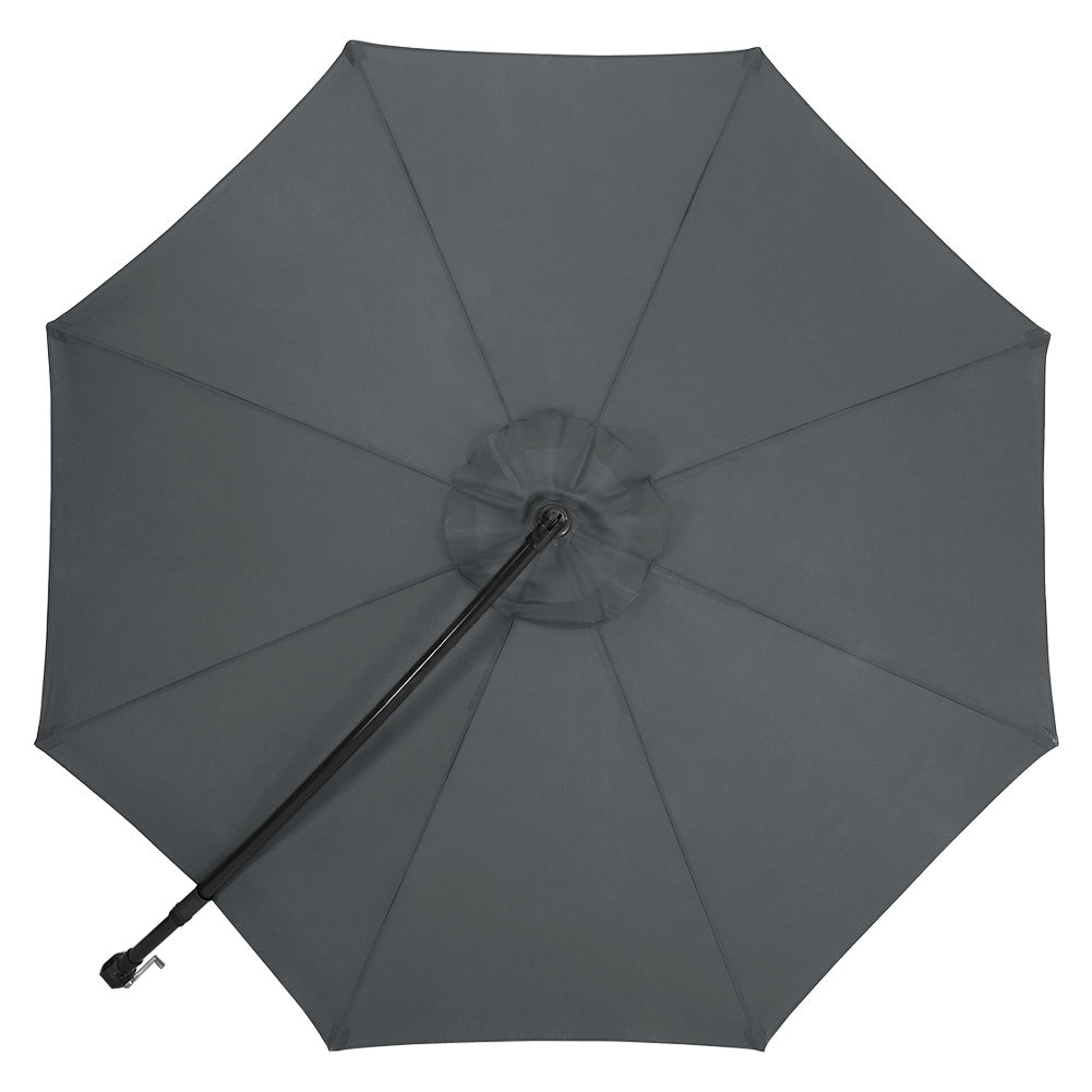 3M Garden Hanging Parasol Cantilever Sun Shade Patio Banana Umbrella, Dark Grey