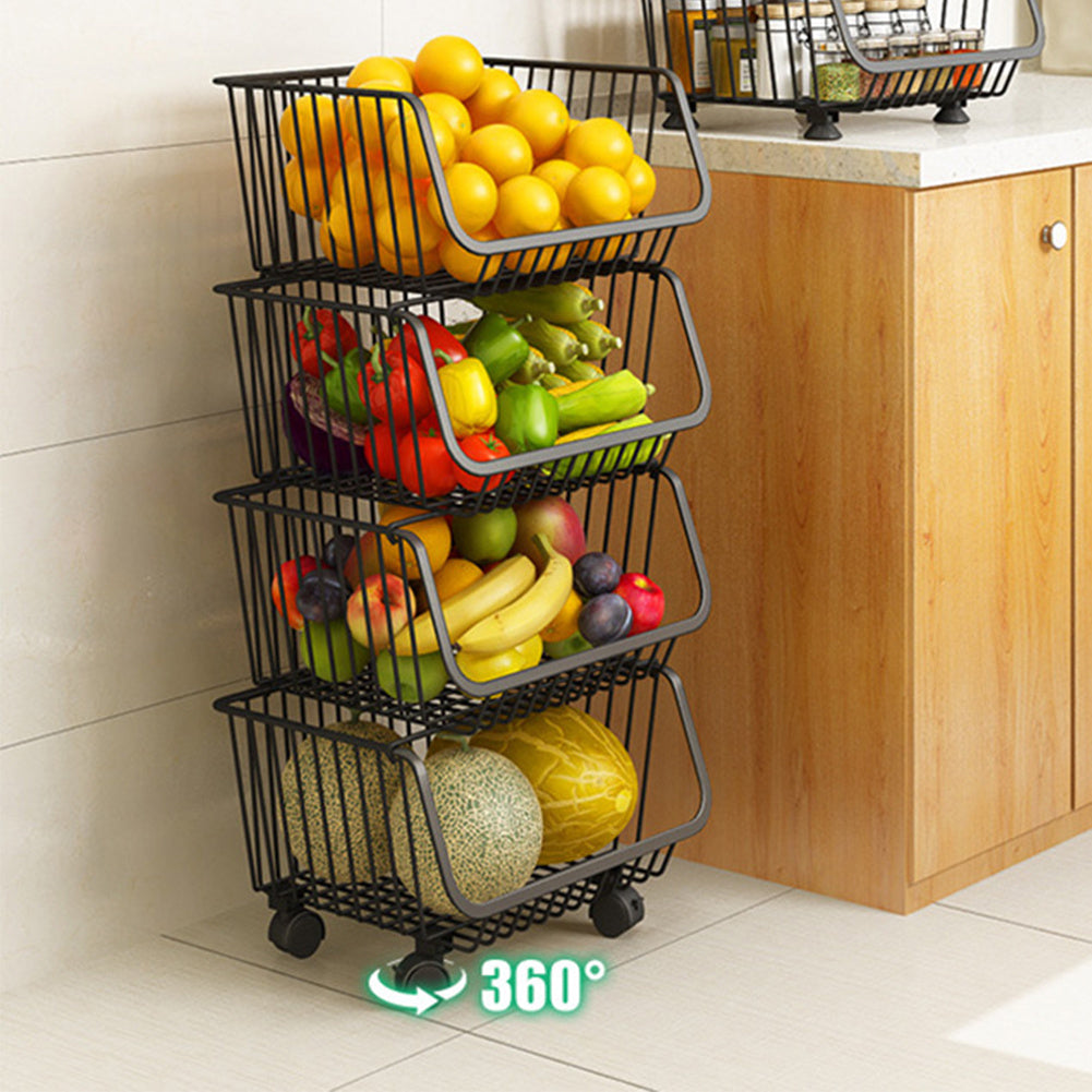 4 Tier Iron Wire Fruit Vegetable Basket Storage Unit