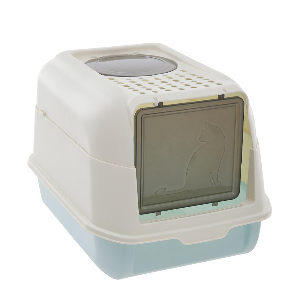 Large Hooded Top Entry Cat Litter Box with Scoop