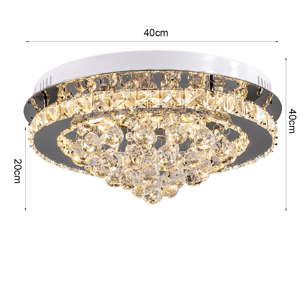 Modern Round LED Ceiling Light Crystal Lamp, 40CM Dimmable