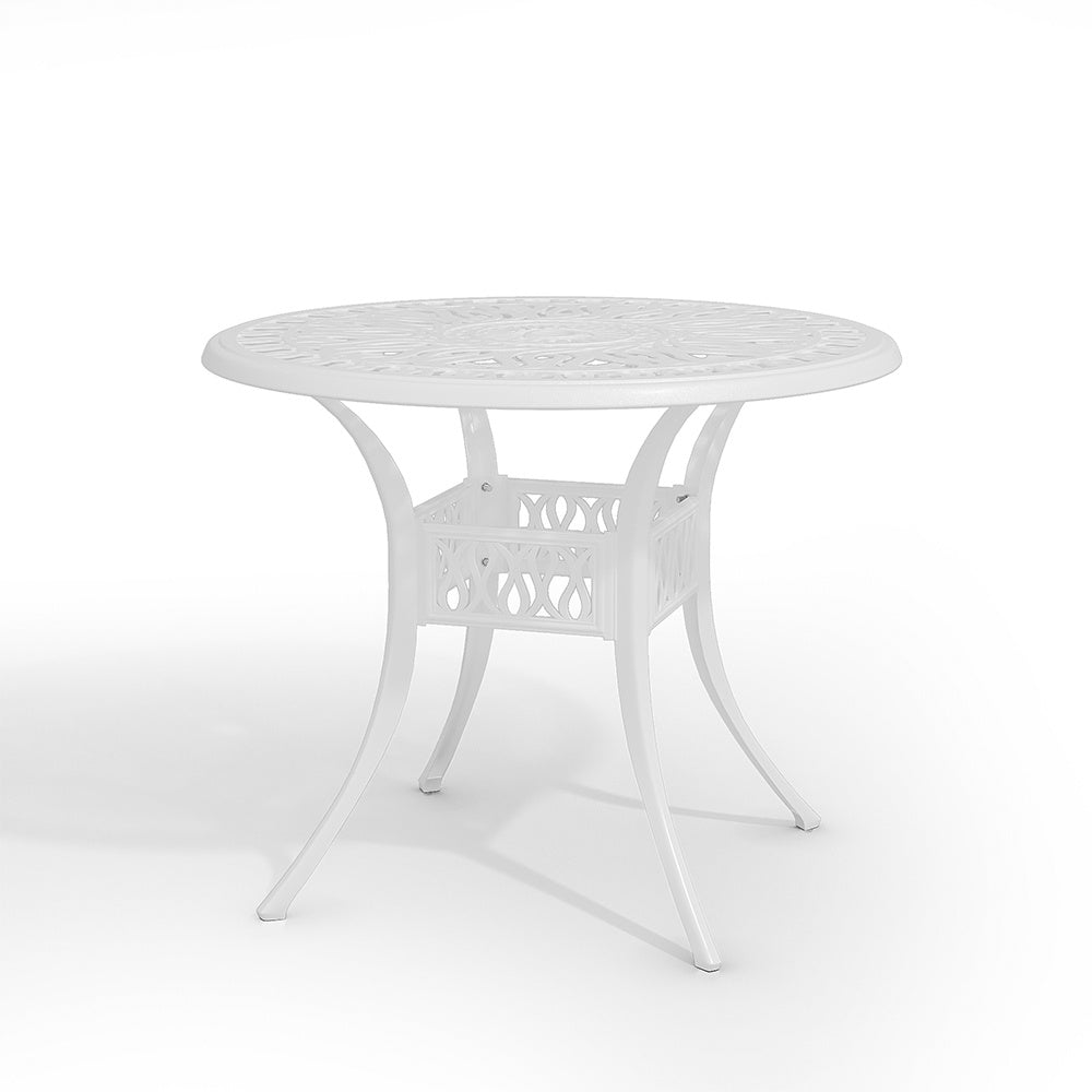 Outdoor Round White Cast Aluminum Garden Bistro Table