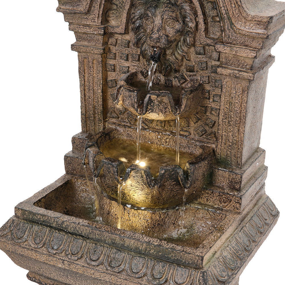 Outdoor Solar Powered Lion Water Fountain Decor