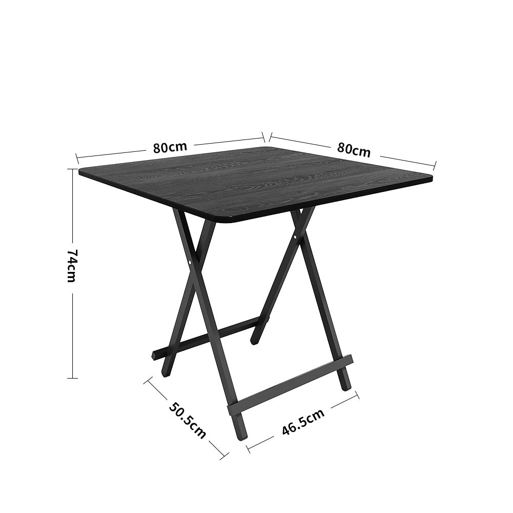 Black 80x80cm Folding Wooden Dining Table