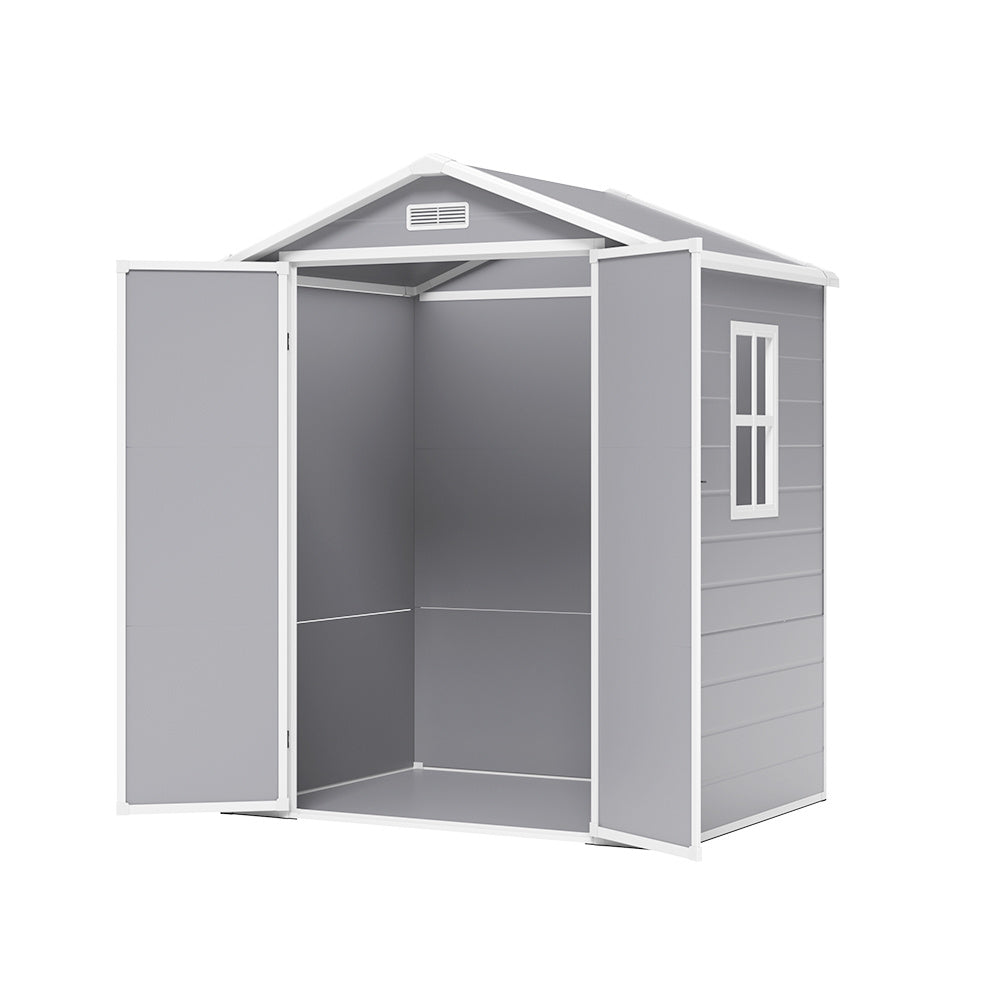 Grey Plastic Outdoor Garden Storage Shed with Deadbolt