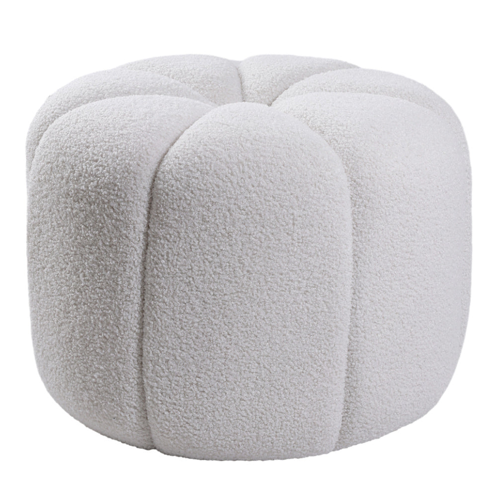 Round Shape Teddy Fabric Footstool