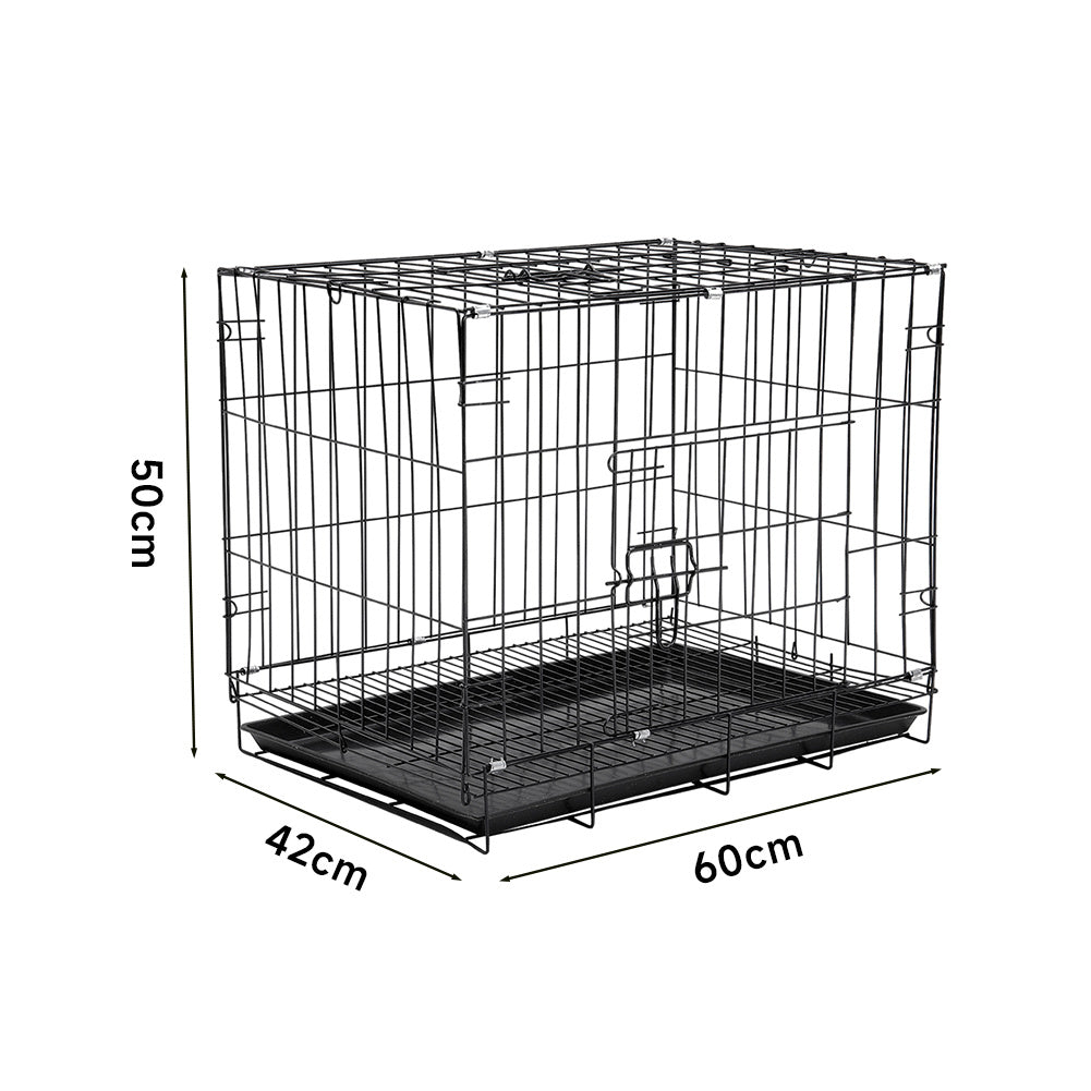 Large Wire Dog Crate with 2 Doors and Tray 60cm