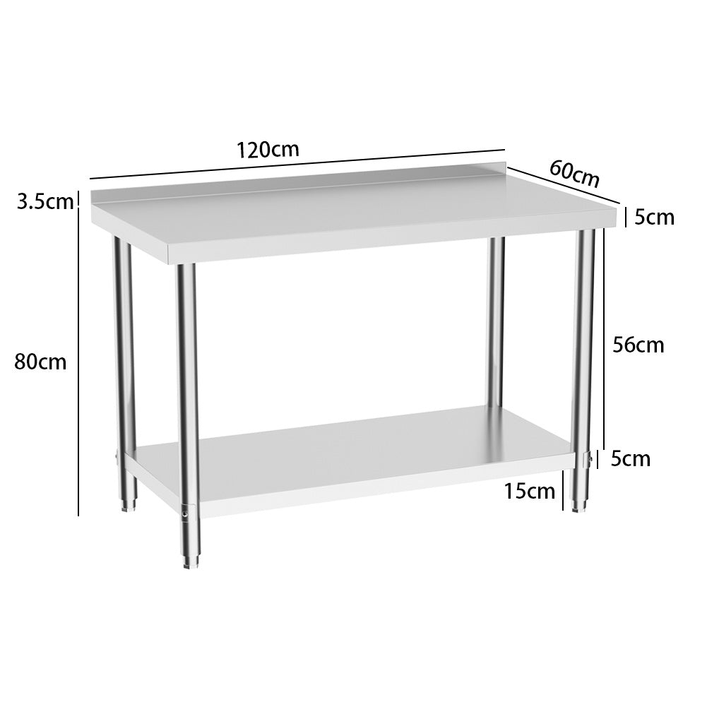 120CM Stainless Steel Working Table with 2 Lower Layers