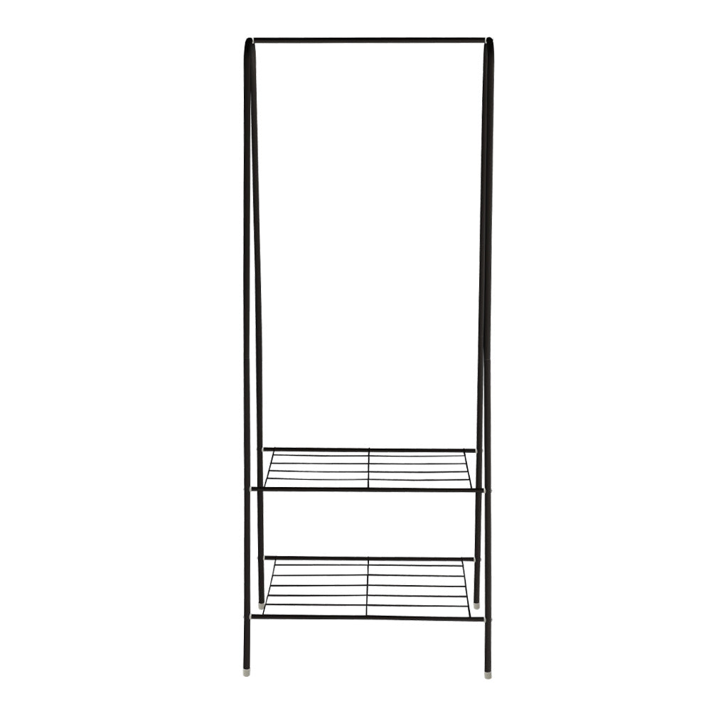 Freestanding Metal Clothing Rack with 2 Tier Wire Shelf