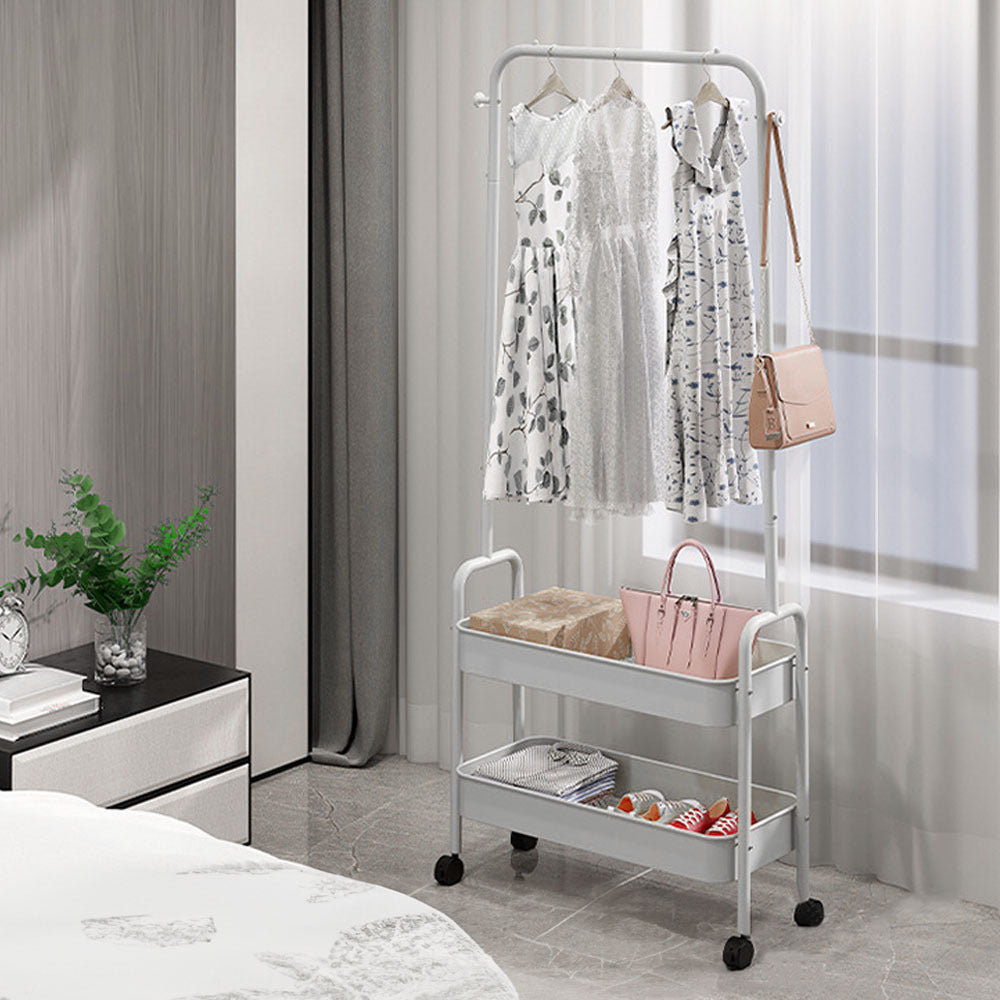 White Clothes Drying Rod Storage Rack