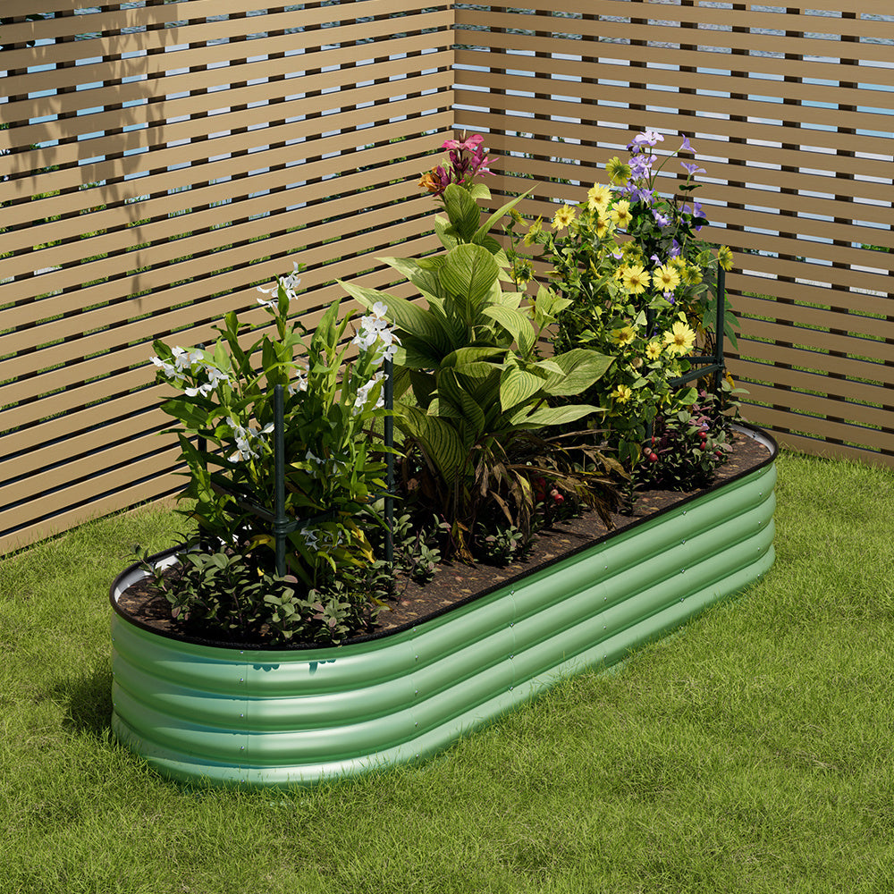 Light Green 240cm Oval Shaped Galvanized Steel Raised Garden Bed