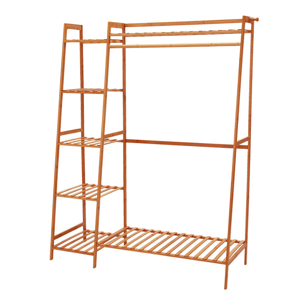 130cm Brown Bamboo Bedroom Garment Clothes Rack
