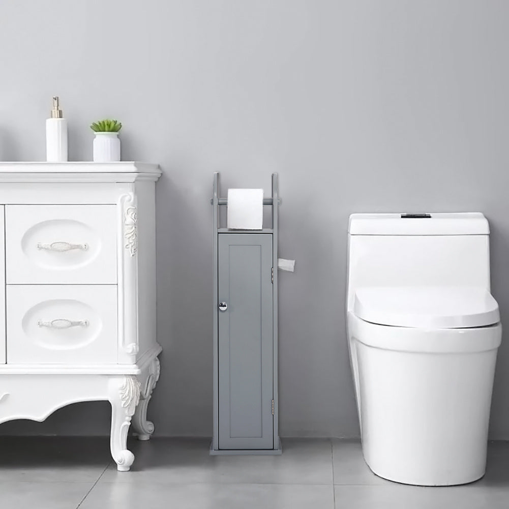 Wooden Free Standing Toilet Tissue Roll Holder, Grey