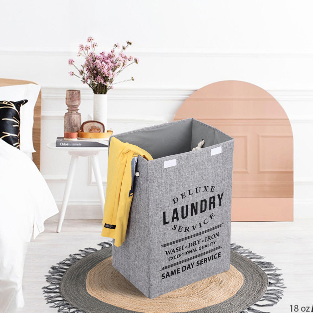 Foldable Lidded Laundry Hamper Storage Bag Linen Fabric Lightweight