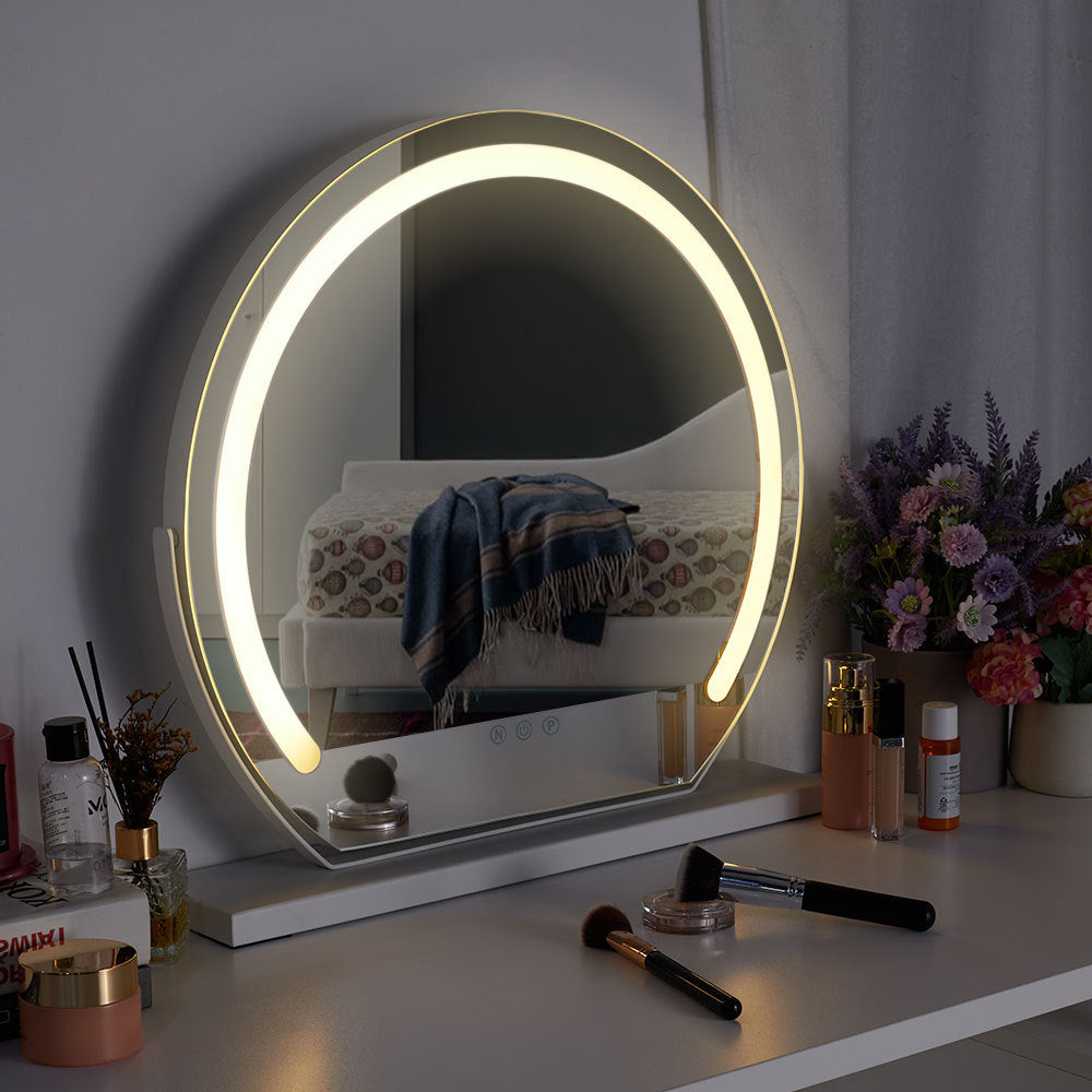 Black Round Dimmable Makeup Vanity Mirror with Lights