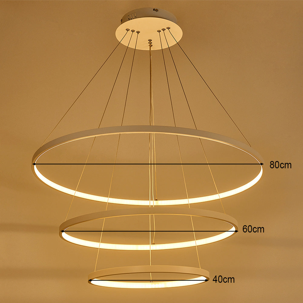 Modern 3 Circle Shape LED Chandelier Ceiling Light , 40+60+80CM Dimmable