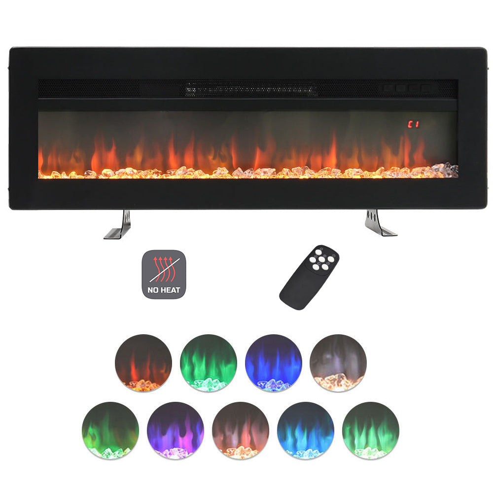 LED Electric Wall Fireplace 9 Flame Colours with Freestanding Leg, Black 70inch