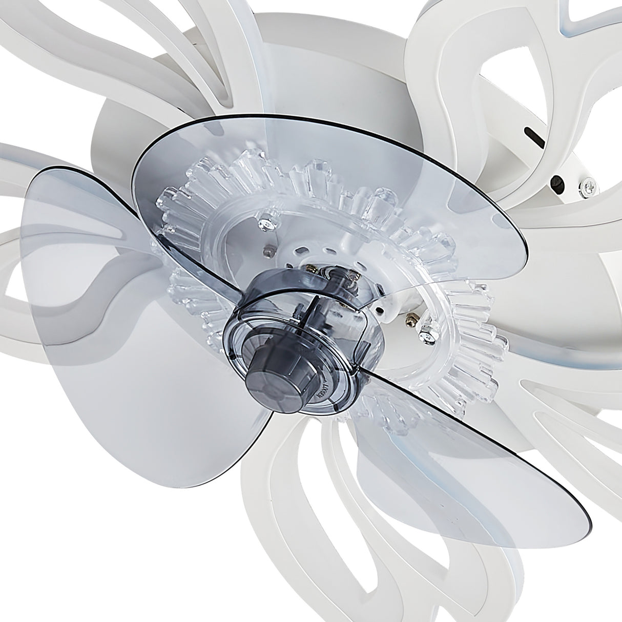 White Modern Flower Ceiling Fan with 3 Color Lights