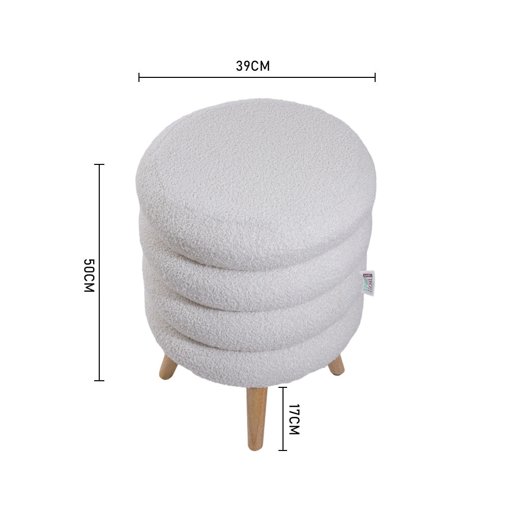 White Creative Teddy Bear Fabric Footstool