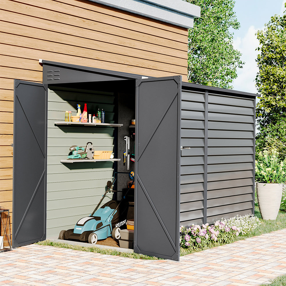 Light Grey Outdoor Steel Motorcycle Storage Shed