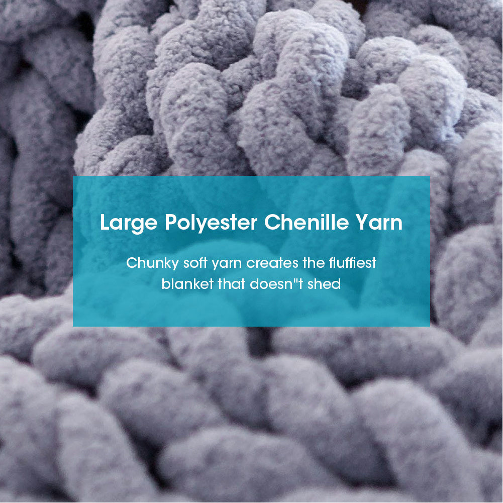 120x150CM Hand Woven Chenille Blanket for Couch and Bed,Grey