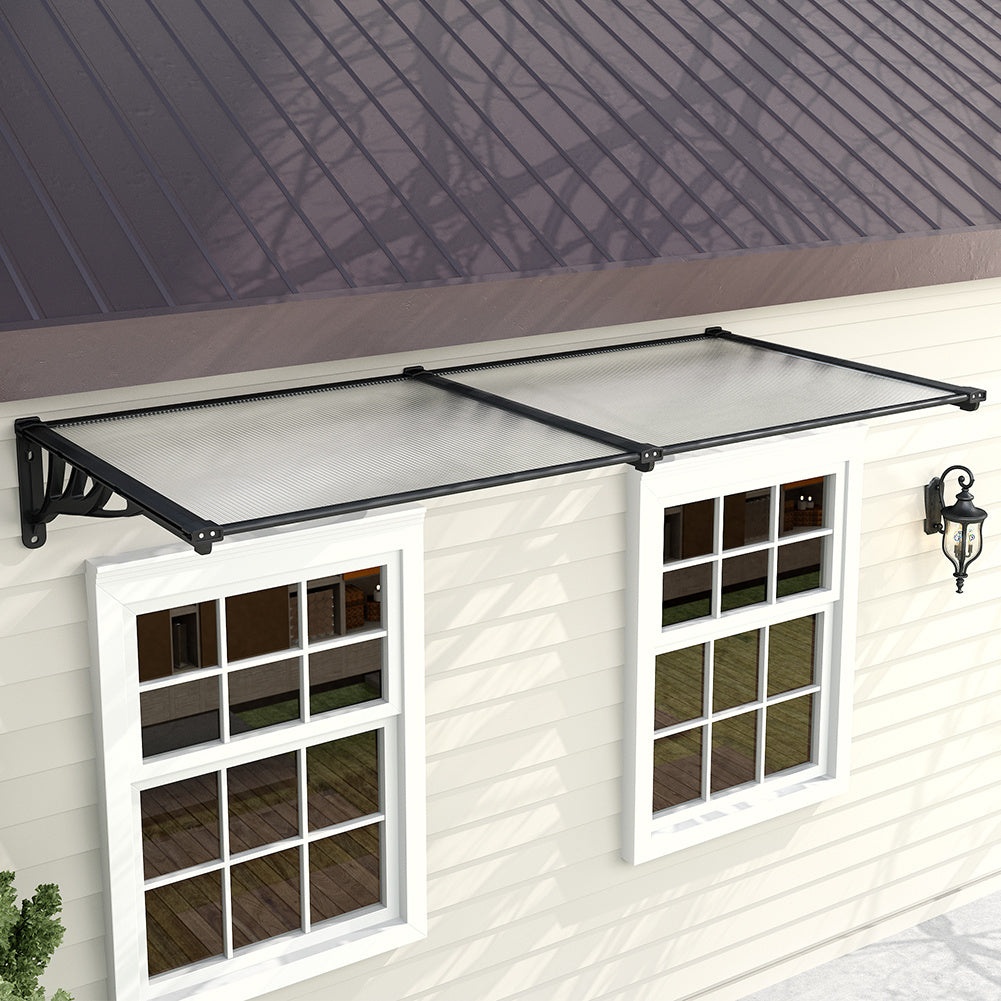 Black Straight Door Canopy Awning Shade Shelter, 190x90x28CM