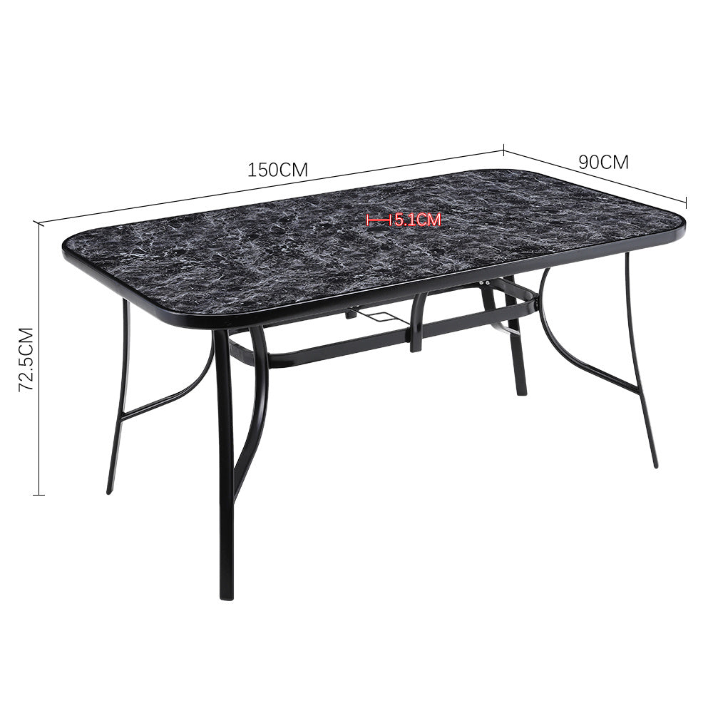 150cm Garden Tempered Glass Black Marble Coffee Table