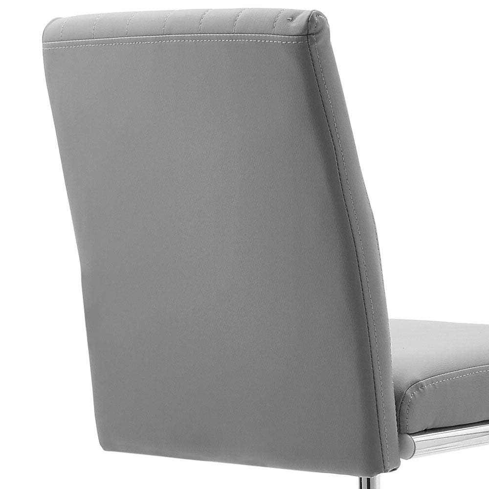 2 Pcs Grey PU Leather Bar Stools with Backrest for Pub Dining Room