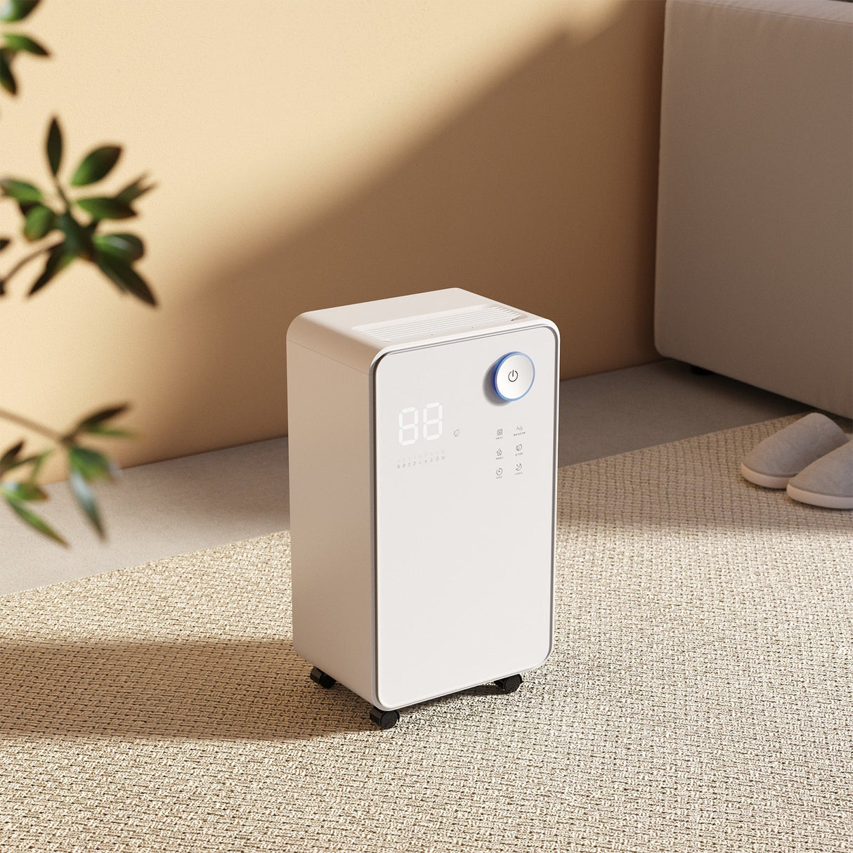 White 16L Low Noise Dehumidifier with Wheels and WiFi
